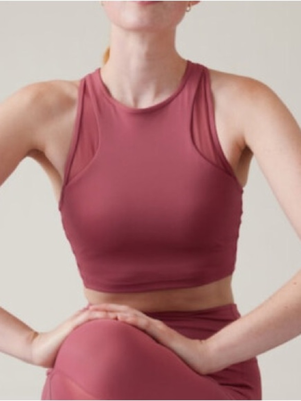 Athleta Conscious Mesh Crop Sports Bra Tank Top Cup A-C 601635 Berry Pink Medium